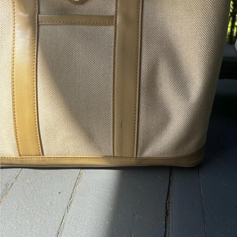 Tory Burch Beige and Tan Canvas Brooke Tote Bag - Picture 6 of 9